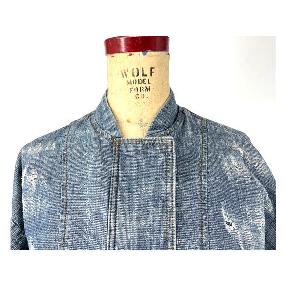 Free People Tattered Tennis Bomber Jean Jacket Indigo XS - Picture 6 of 9